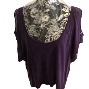 𝅺Threads  4 Thought by Anthropologie Large purple scoop front cold shoulder
